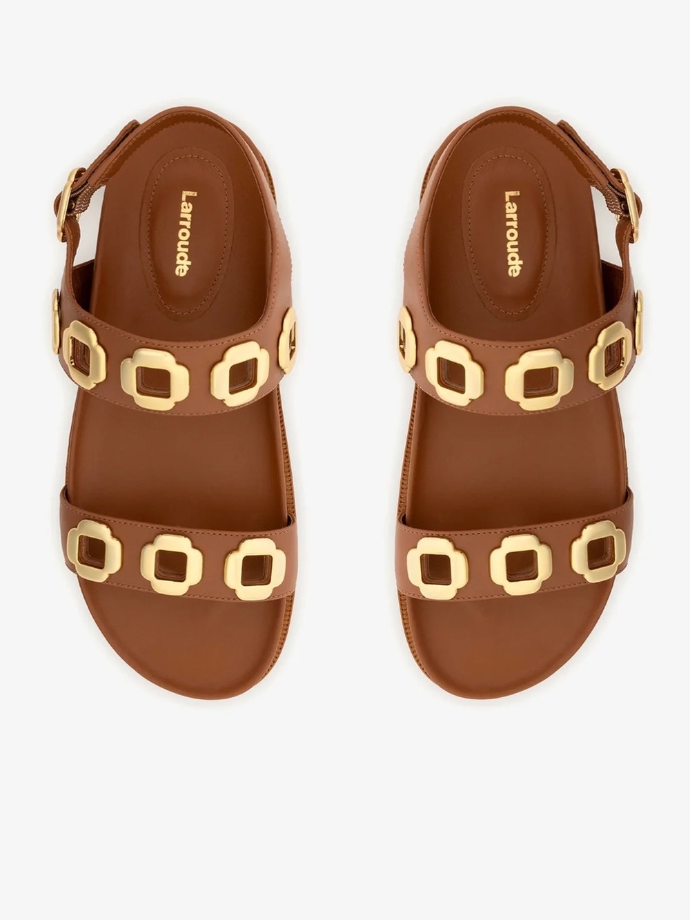 Larroude Milan Sport Sandal in Caramel Leather